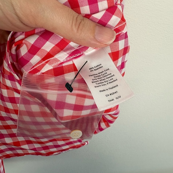 NWT Talbots Red & Pink Gingham Sleeveless Button-Front Top size 14 preppy - Picture 7 of 10